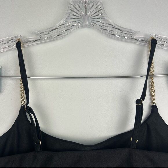 WEWOREWHAT Black Gold Chain Strap Top Bra Cami Scoopneck Adjustable Sz S or 4 - Picture 8 of 14